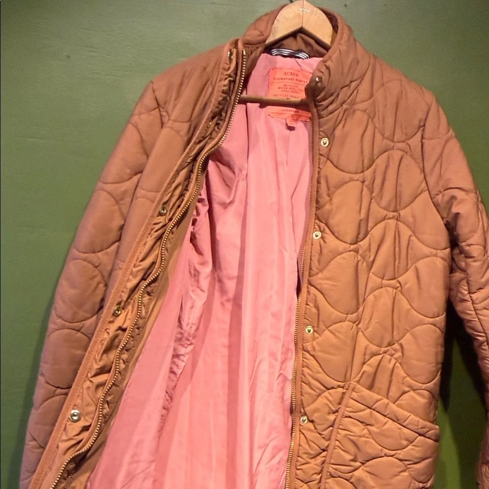 J. Crew Women's Signature Puffer Quilted Jacket - Orange Medium Tall